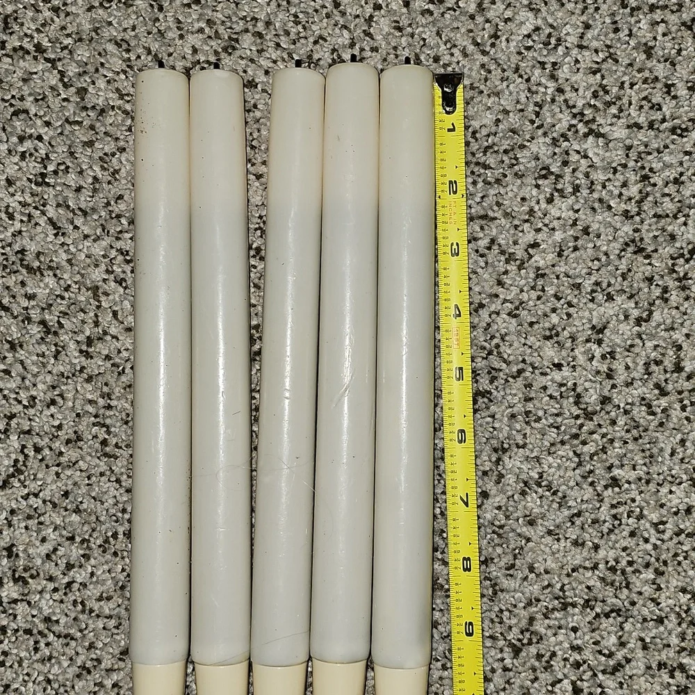 Set Of Elegant White Push Wick Taper Candles Built In Timer